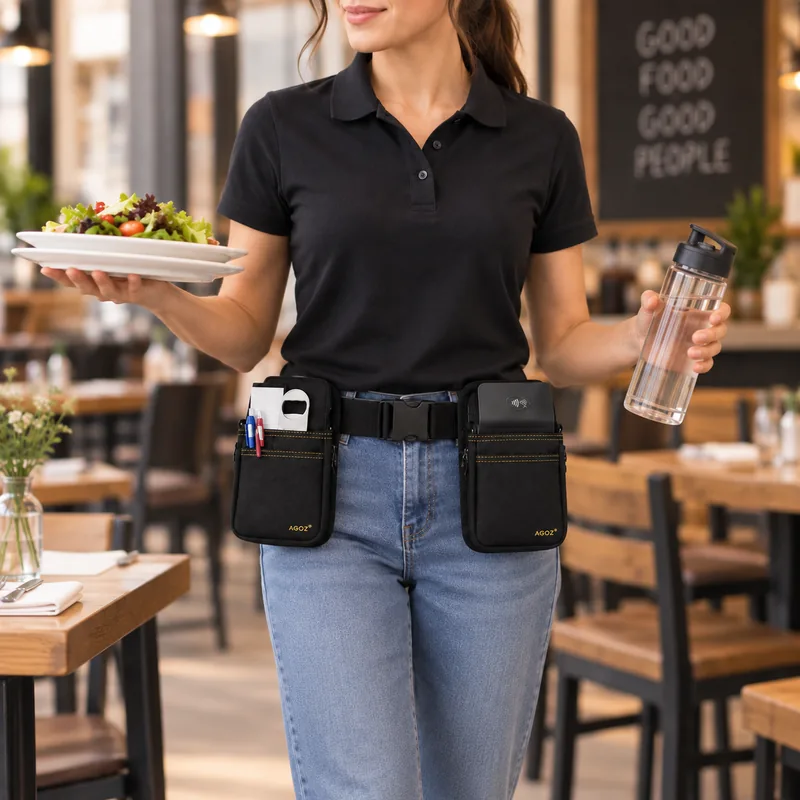 Ceinture-hanche à double pochette pour terminaux de paiement portables