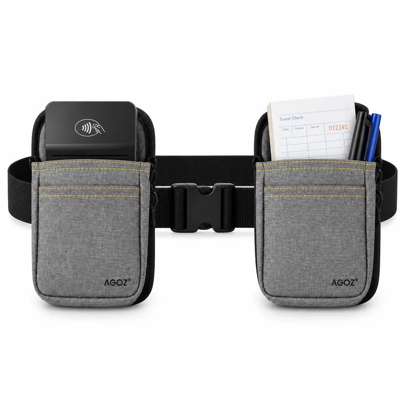 Ceinture-hanche à double pochette pour terminaux de paiement portables