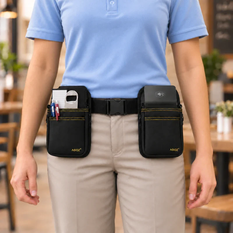 Ceinture-hanche à double pochette pour terminaux de paiement portables