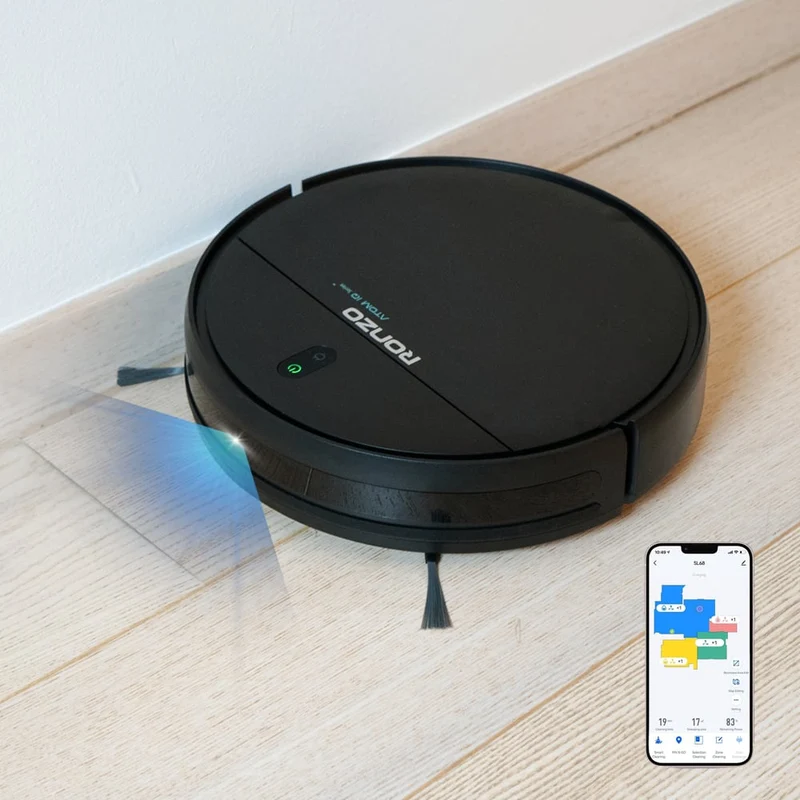 RONZO ATOM IQ Aspirateur robot et nettoyeur de sol avec base de chargement
