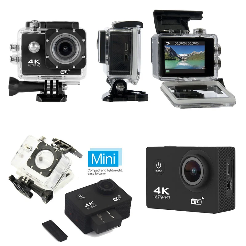 Caméra d'action 4K Ultra HD, étanche, WiFi