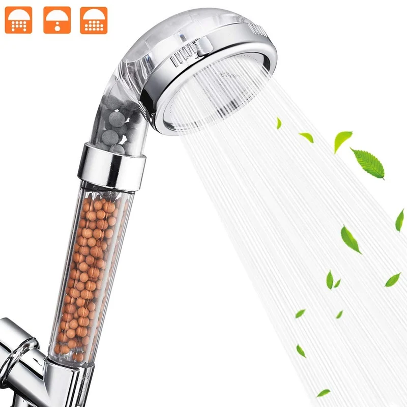 Pommeau de douche haute pression avec 3 modes de fonctionnement et filtre à impuretés
