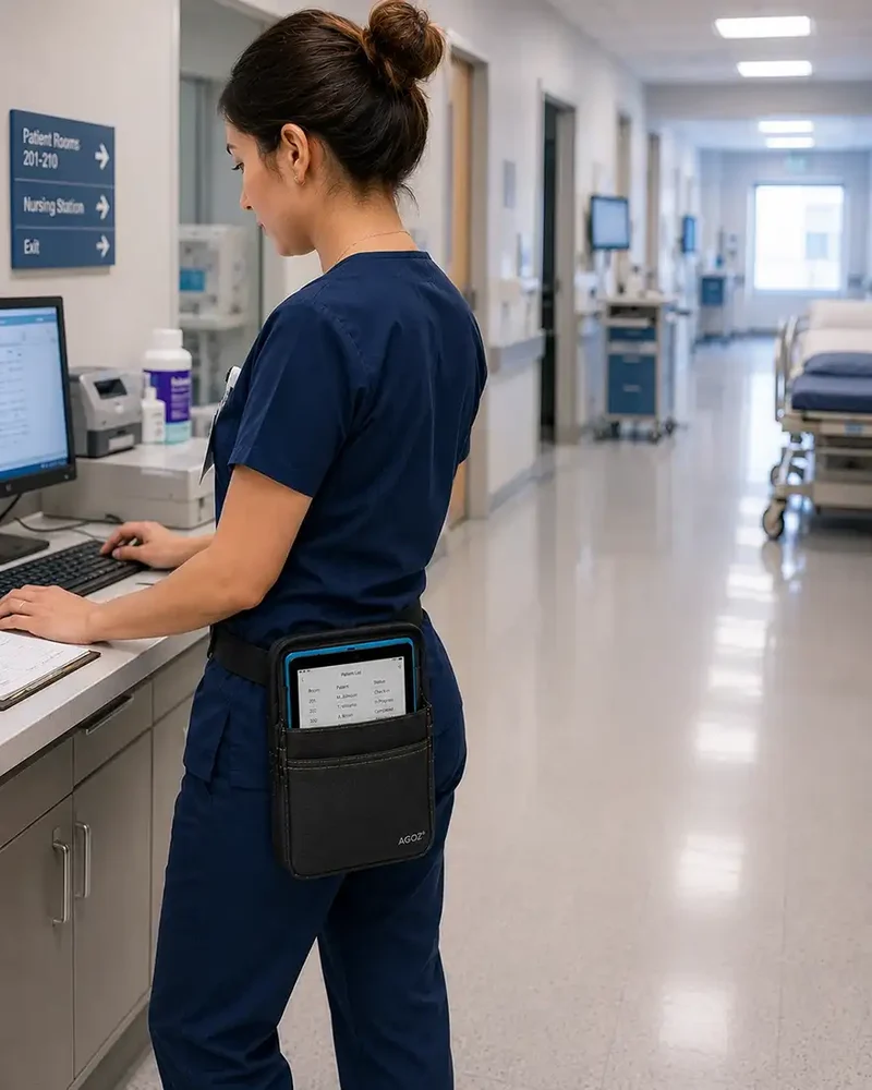 Étui de transport robuste pour tablette avec ceinture de taille pour entrepôt, commerce de détail et soins de santé