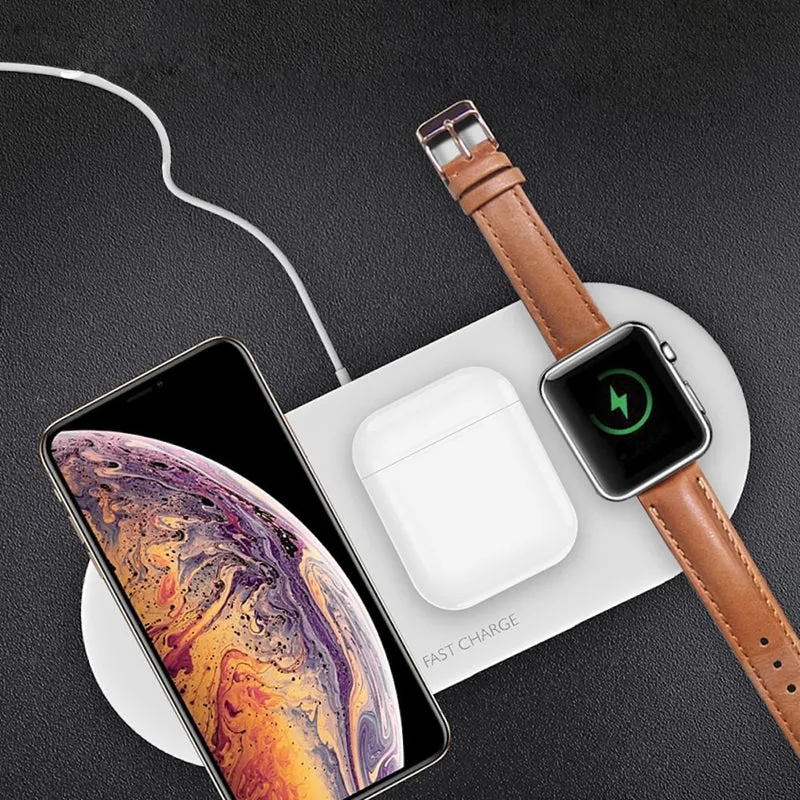 Chargeur sans fil 3 en 1 pour téléphone portable, écouteurs et montre