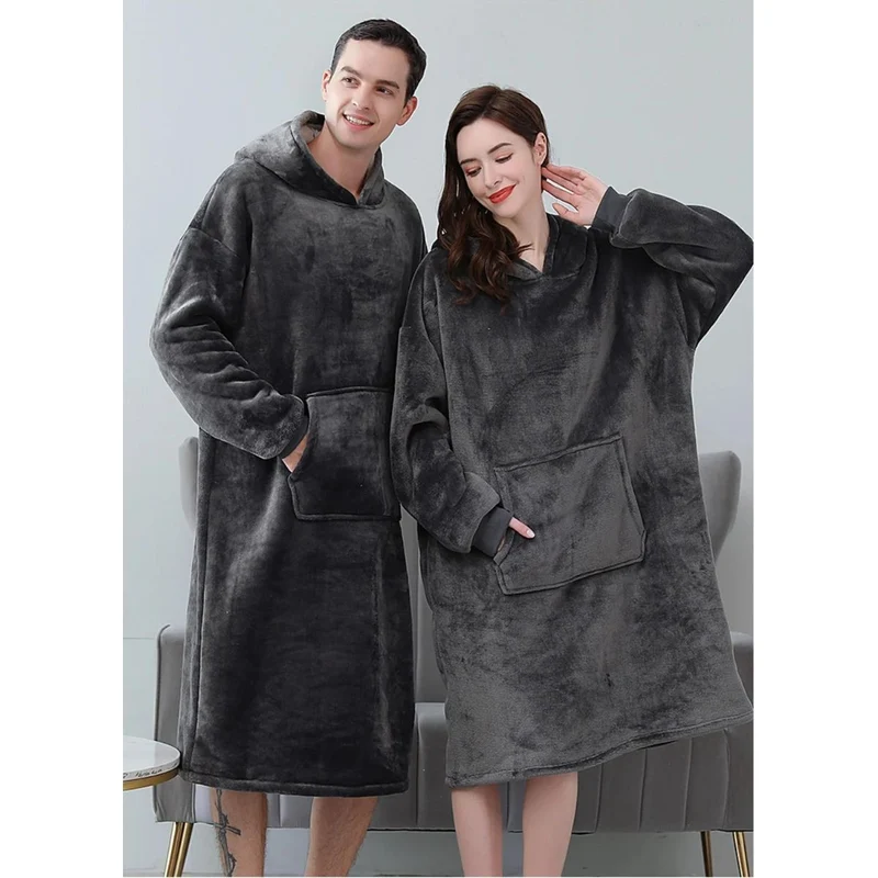 Plaid Pull Sweat à Manche et Capuche avec Poche