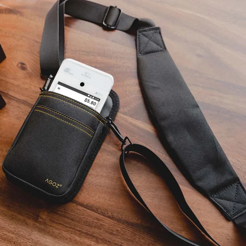 Étui pour terminal POS PAX avec bandoulière ajustable à porter en travers du corps | Agoz