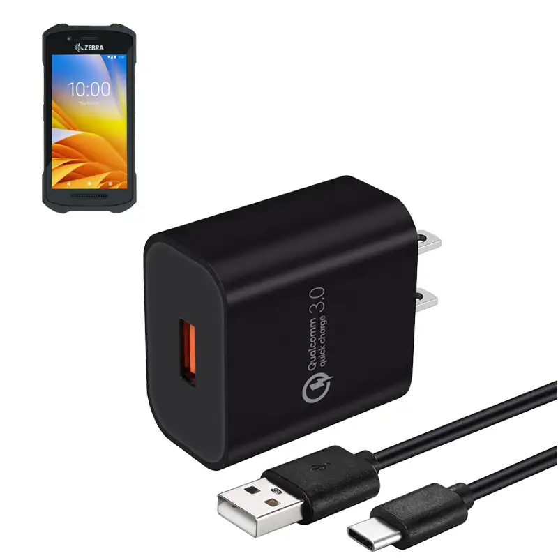 Chargeur mural USB-C pour appareil portable Zebra avec câble de 6 pieds pour postes de travail | Agoz