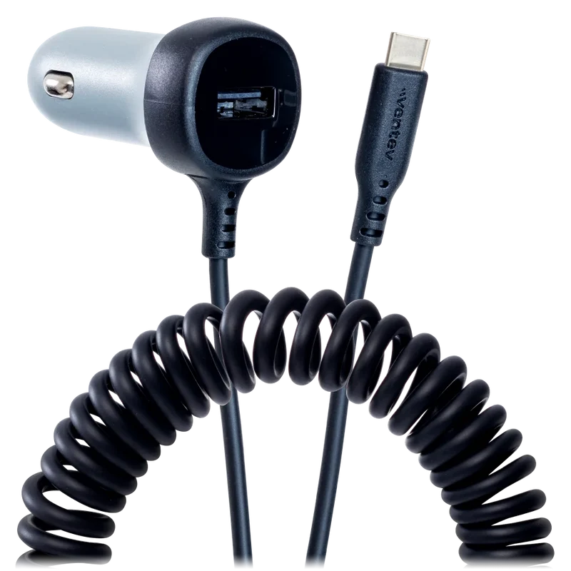 27W ULTRAFAST Dual Car Charger with USB-C Travel Cable