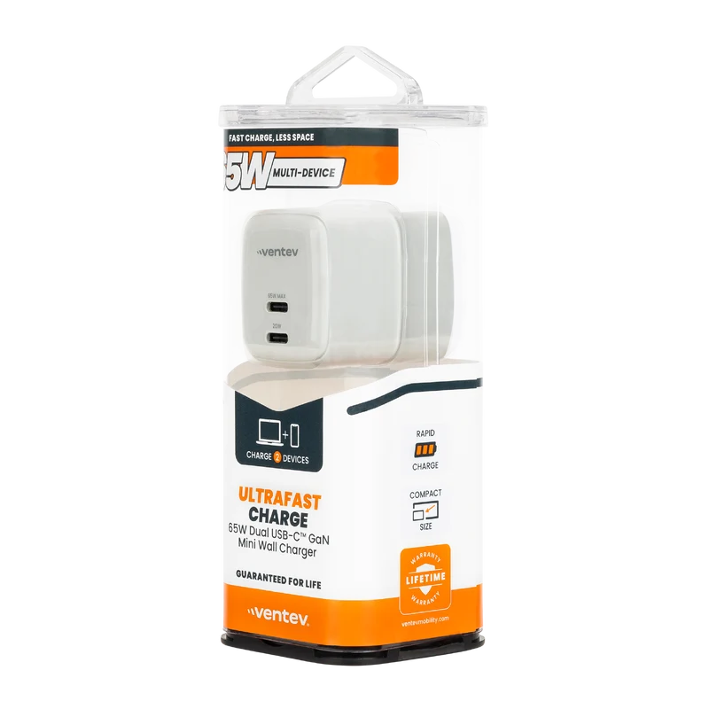 65W ULTRAFAST USB C Universal Dual GaN Mini Wall Charger