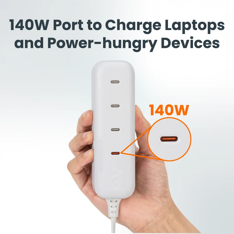 140W 4-Port USB-C Universal ULTRAFAST Multiport Charging Station White