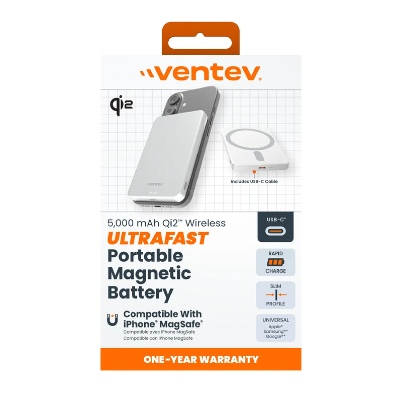 5K mAh Qi2 Wireless ULTRAFAST Portable Magnetic Battery