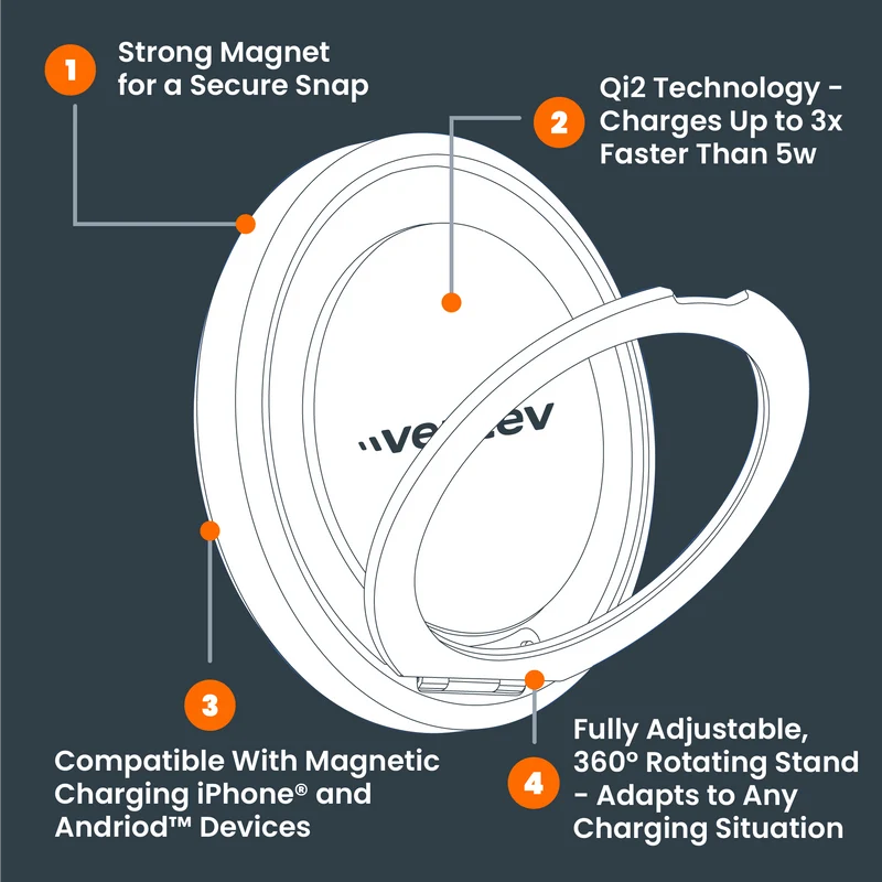 15W Qi2 Magnetic Wireless ULTRAFAST 360 Rotating Charging Stand