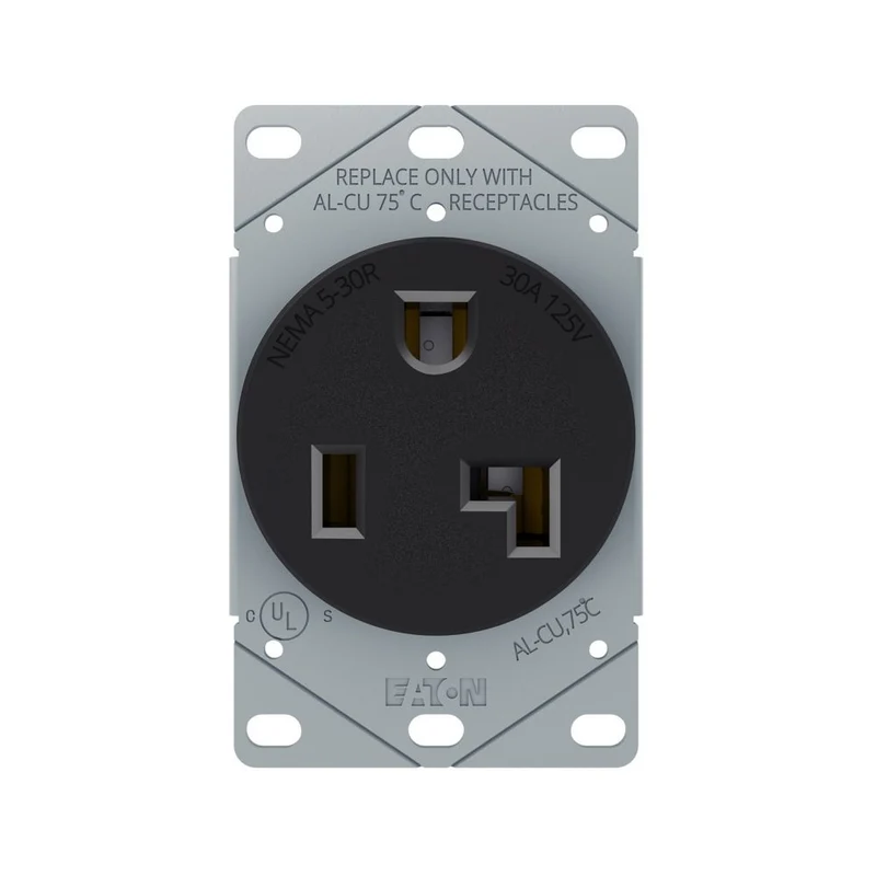 SINGLE RECEPTACLE FLUSH 30A 2P 3W 125V BLACK - AH1233BK-BOX