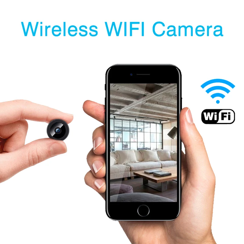 Mini caméra de surveillance, WiFi, surveillance en direct, enregistrement de jour et de nuit