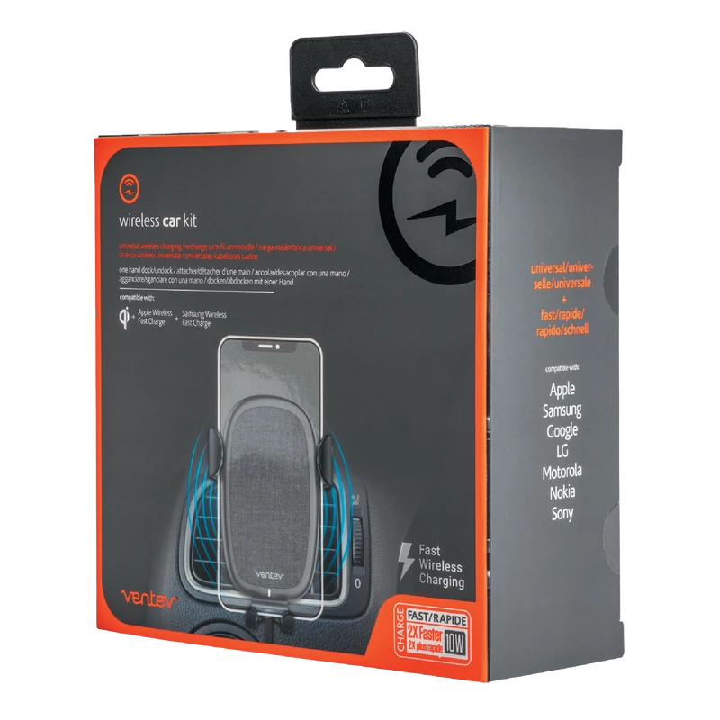 10W ULTRAFAST Wireless Car Charger with Vent Mount and USB-A to USB-C Cable