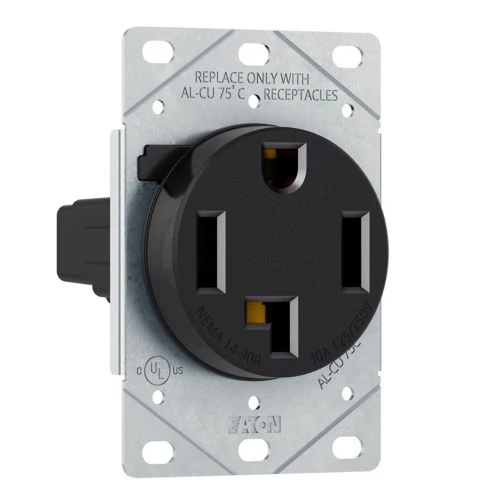 Flush mount receptacle 30A 125/250V 3 Poles 4 Wires Black - AH1257BK-F