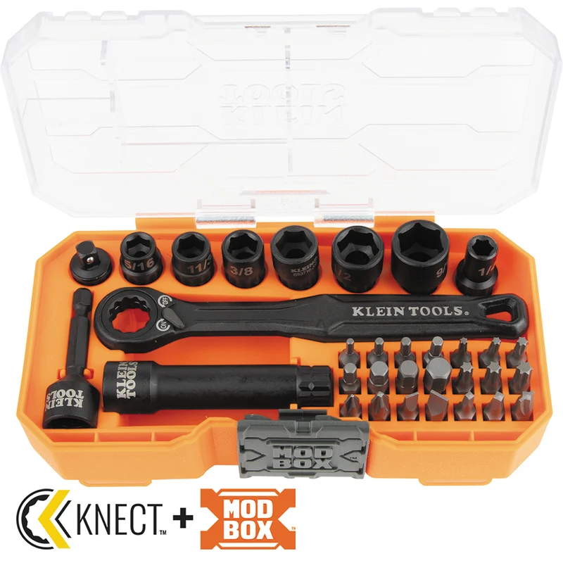 KNECT 1/4-INCH DRIVE IMPACT-RATED PASS THROUGH SOCKET SET, 32-PIECES