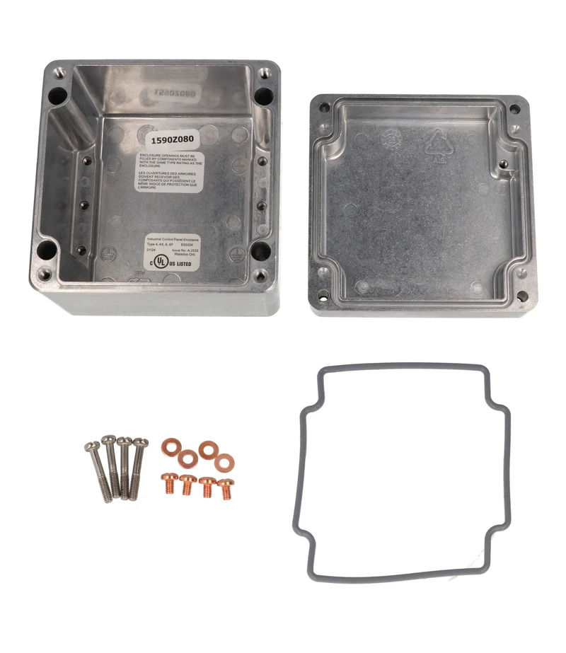 Type 4X/6P Diecast Aluminum Enclosures 100x100x81, 1590Z080