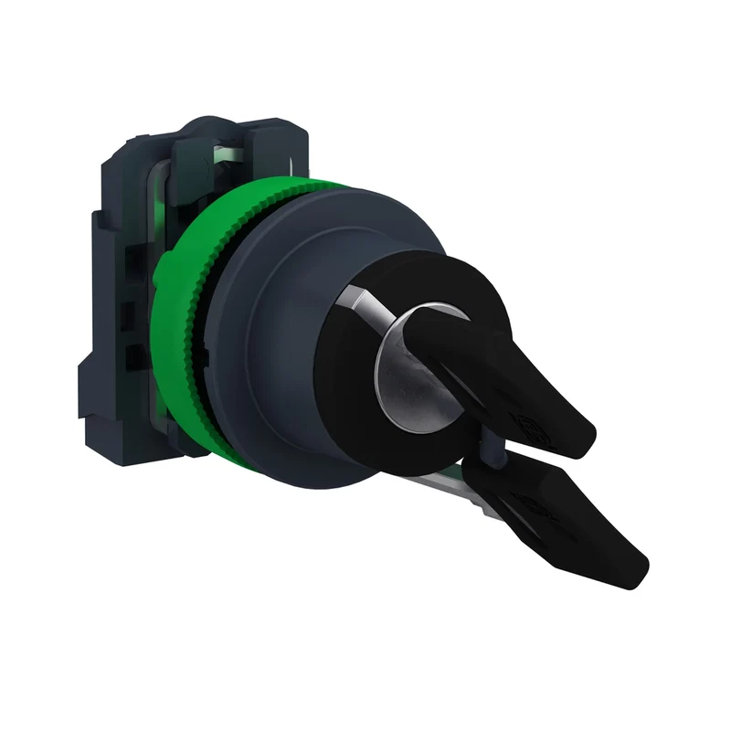Selector Switch, Harmony XB5, Flush Mounted Sw. Key 455 2 Pos Stay Put Key Release L/R 1 NO Screw