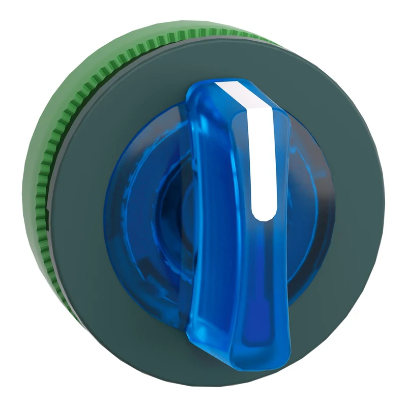 Head For Illuminated Selector Switch, Harmony XB5, Plastic, Blue Handle, Universal LED, 3 Positions, To Center