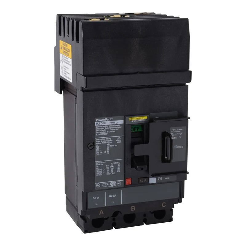 Circuit Breaker, PowerPacT H, 100A, 3 Pole, 600VAC, 25kA, I-Line, Thermal Magnetic, 80%, Padlock Handle, ABC
