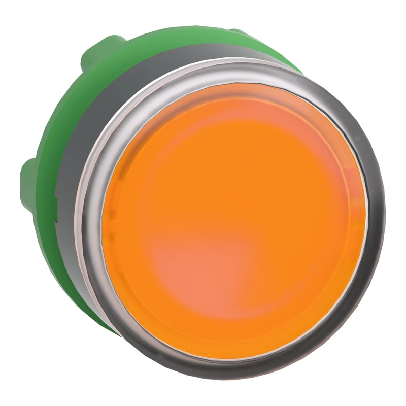 Head For Illuminated Push Button, Harmony XB5, Dark Grey Plastic, Orange Flush, 22mm, Universal LED, Push Push, Unmarked