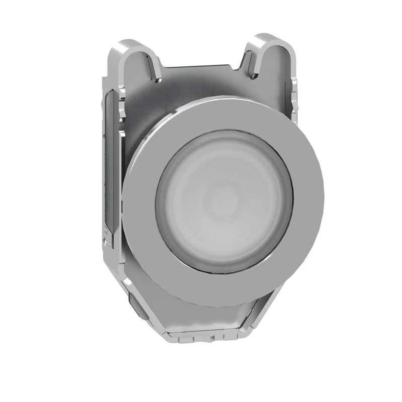 Head For Illuminated Push Button, Harmony XB4, Metal, White Flush Mounted, 30mm, Universal LED, For Legend Of Insertion