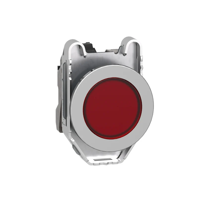 Pilot Light, Harmony XB4,Metal, Red Flush Mounted, 30mm, Universal LED, Plain Lens, 230...240V AC