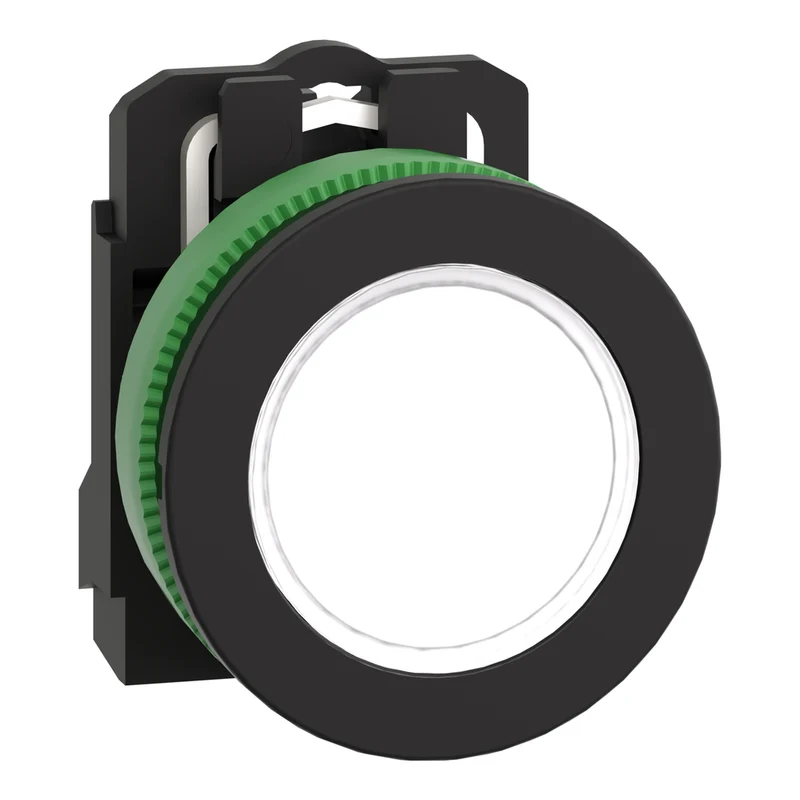 Pilot Light, Harmony XB5, Grey Plastic, White Flush Mounted, 30mm, Universal LED, 230...240V AC