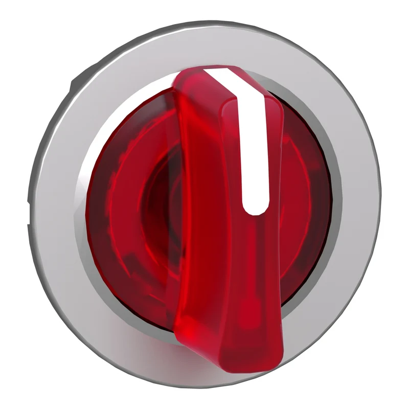 Head For Illuminated Selector Switch, Harmony XB4, Metal, Red Handle, 30mm, Universal LED, 3 Positions, Left To Center