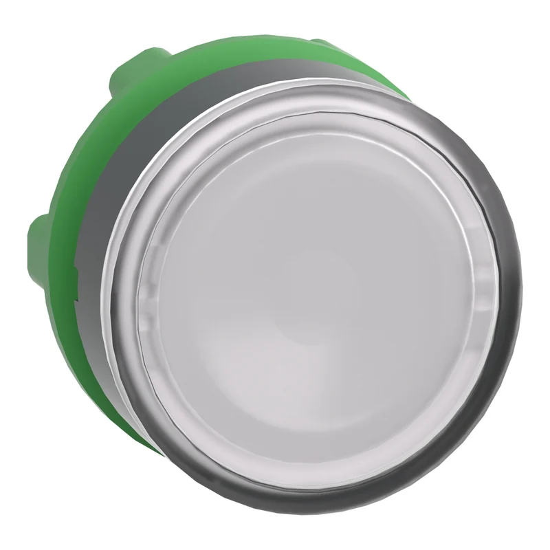 Head For Illuminated Push Button, Harmony XB5, Dark Grey Plastic, White Flush, 22mm, Universal LED, Push Push, Unmarked