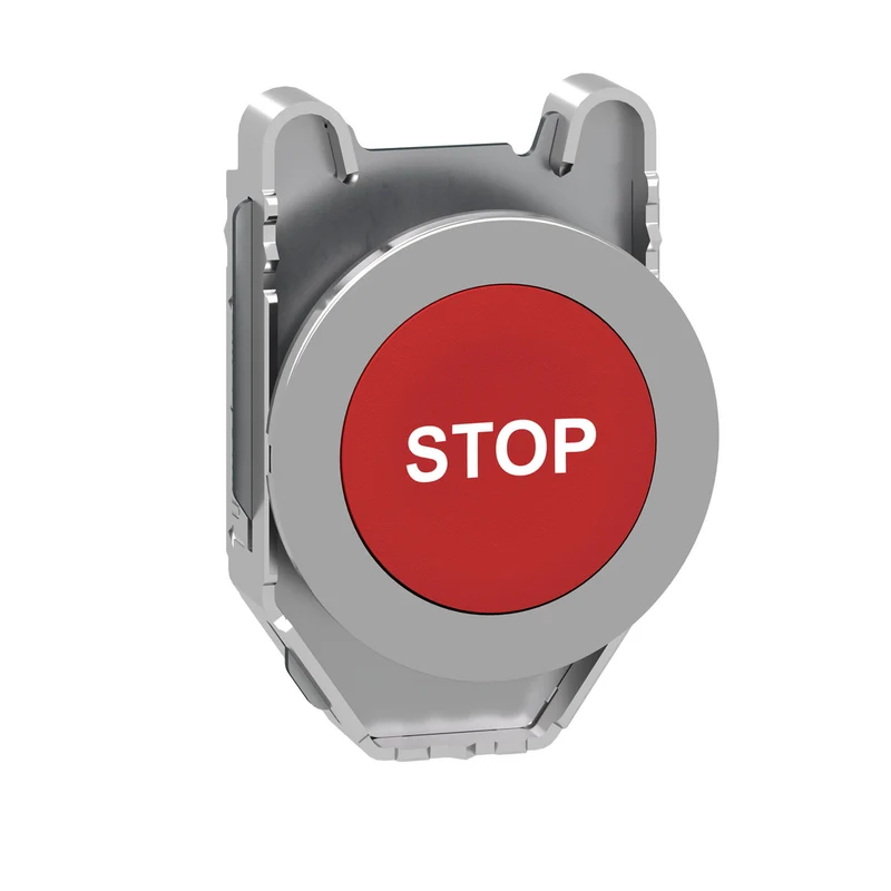 Head For Non Illuminated Push Button, Harmony XB4, Flush Mounted Red Flush Caps Pushbutton White Marked "STOP"