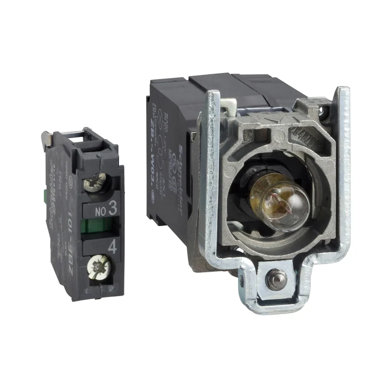 Complete Body/Contact Assembly And Light Block, Harmony XB4, With Body/Fixing Collar, BA9s Incandescent Bulb, 400V, 1NO