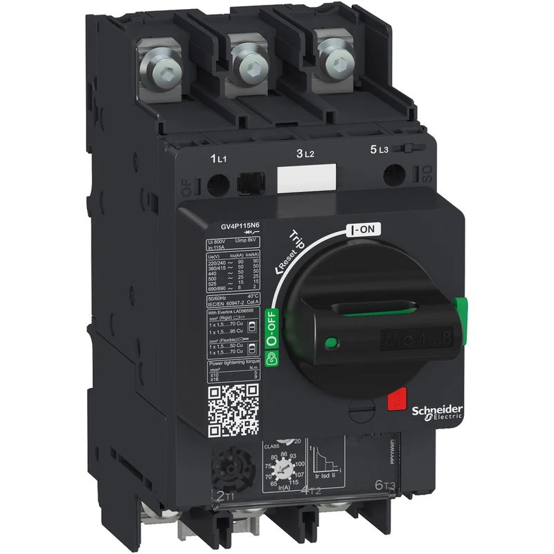 Motor Circuit Breaker, TeSys GV4, 3P, 115A, Icu 25kA, Thermal Magnetic, Lugs Terminals