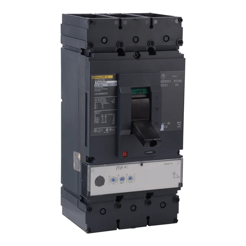 Circuit Breaker, PowerPacT L, 250A, 3 Pole, 600VAC, 14kA, Lugs, MicroLogic 3.3, 80%