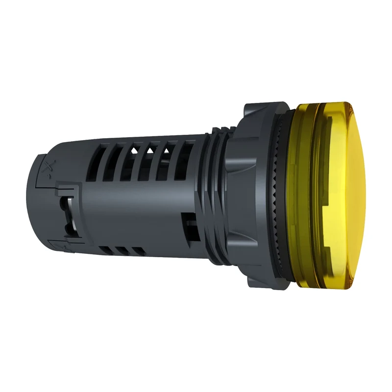 Monolithic Pilot Light, Harmony XB5, Grey Plastic, Yellow, 22mm, Universal LED, Plain Lens, 230...240V AC