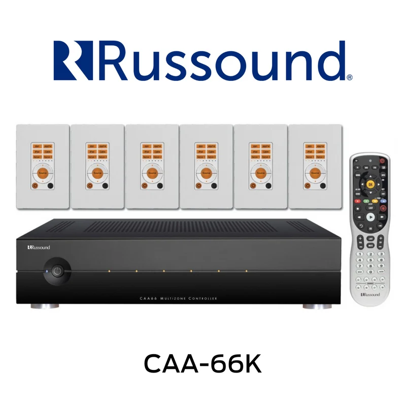 Russound CAA66K - Amplificateur source multi-pièces 20Watts/C, 6 RCA, 6 enceintes, 6 KP6