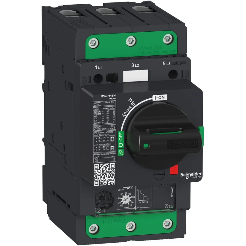 Motor Circuit Breaker, TeSys GV4, 3P, 115A, Icu 100kA, Thermal Magnetic, Everlink Terminals