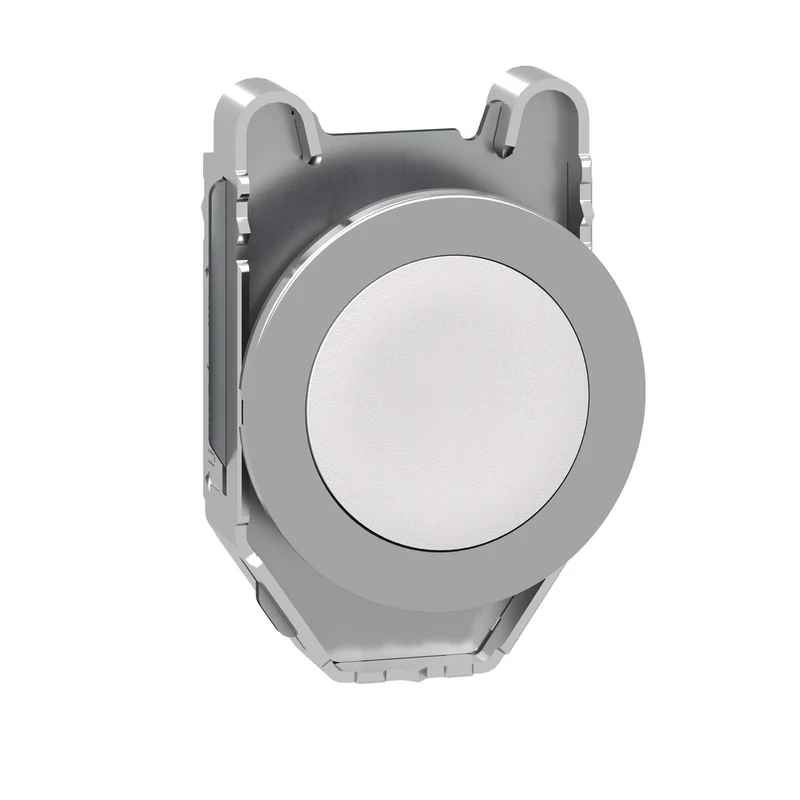 Flush Mounted Push Button Head, Harmony XB4, Metal, White, 30mm, Spring Return, Unmarked