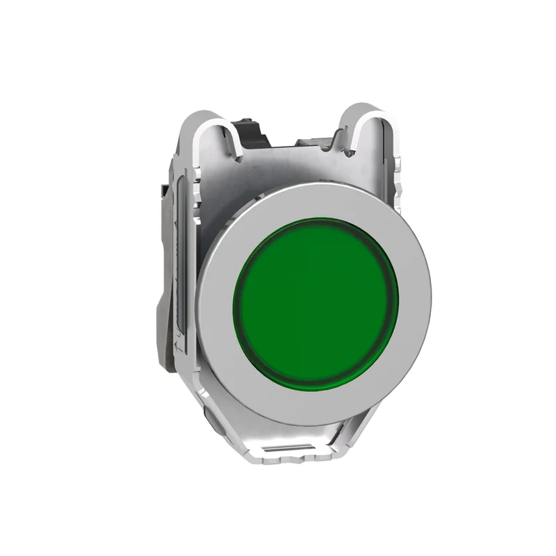 Pilot Light, Harmony XB4,Metal, Green Flush Mounted, 30mm, Universal LED, Plain Lens, 230...240V AC