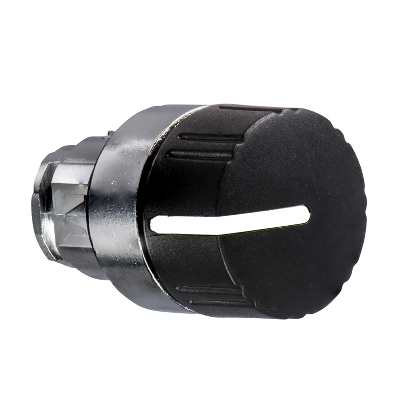 Head For Selector Switch, Harmony XB4, Black 22mm 3 Positions Spring Return, Chromium Plated Metal Bezel, Black Knurled Knob