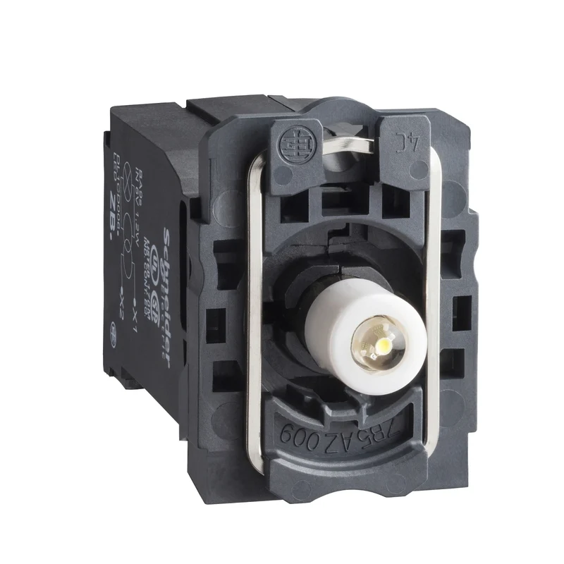 Complete Body/Light Block Assembly, Harmony XB5, XB4, White Light, With Body/Fixing Collar, BA9s LED Bulb, 400V AC