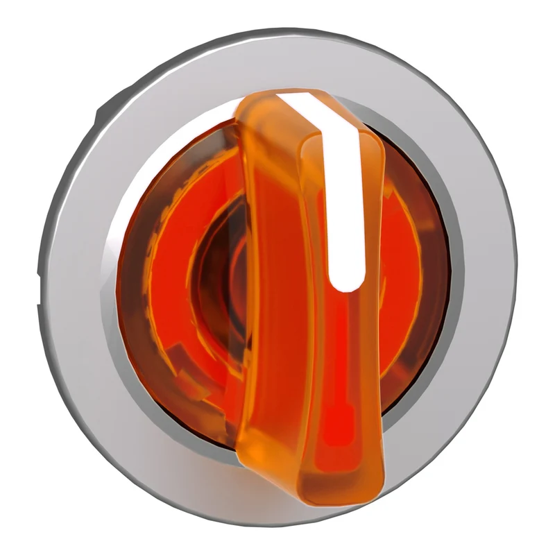 Head For Illuminated Selector Switch, Harmony XB4, Metal, Orange Handle, 30mm, Universal LED, 3 Positions, To Center