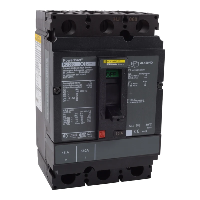 Circuit Breaker, PowerPacT H, 125A, 3 Pole, 600VAC, 25kA, Busbar, Thermal Magnetic, 80%