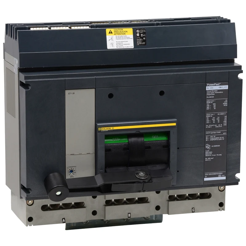 Circuit Breaker, PowerPacT R, 1200A, 3 Pole, 600VAC, 25kA, I-Line, Micrologic 6.0A, 100%