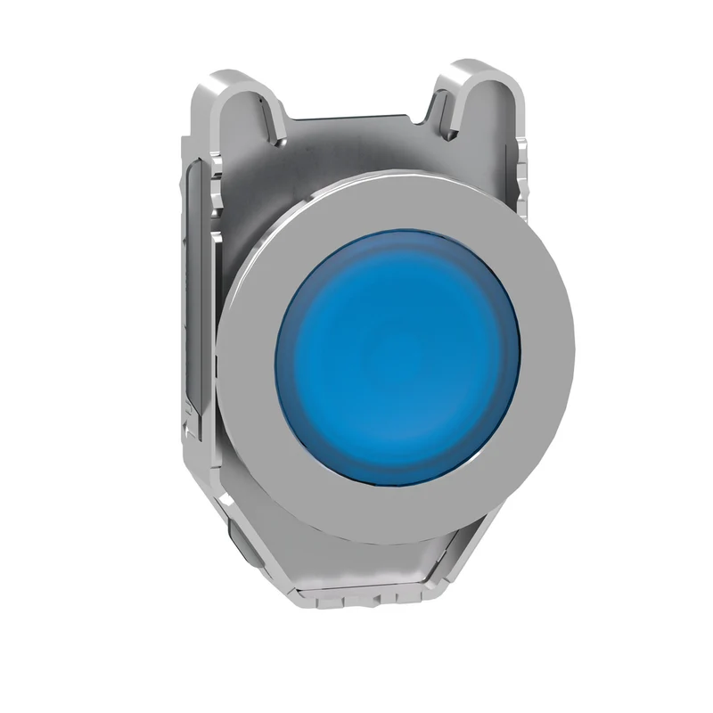 Head For Illuminated Push Button, Harmony XB4, Metal, Blue Flush Mounted, 30mm, Universal LED, For Legend Of Insertion