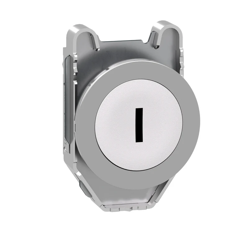 Head For Non Illuminated Push Button, Harmony XB4, Flush Mounted White Flush Caps Pushbutton Black Marked "I"