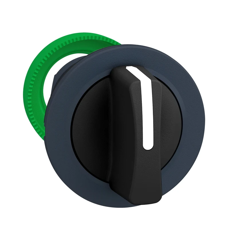 Flush Mounted Selector Switch Head, Harmony XB5, Plastic, Black, 30mm, 3 Positions, Spring Return Left To Center