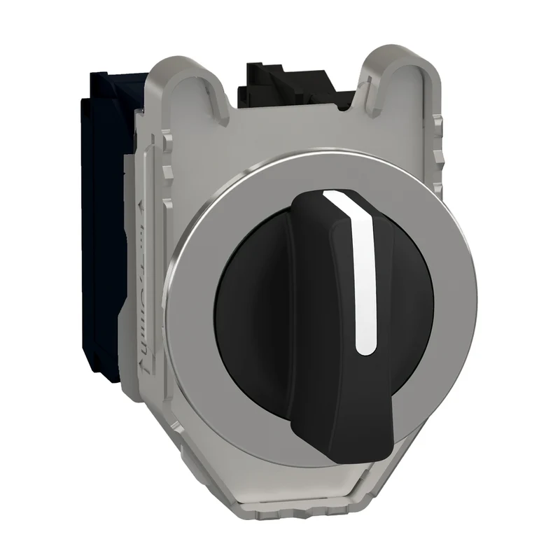Selector Switch Flush Mounted, Harmony XB4, Metal, Black, 30mm, 3 Positions, Spring Return To Center, 2NO