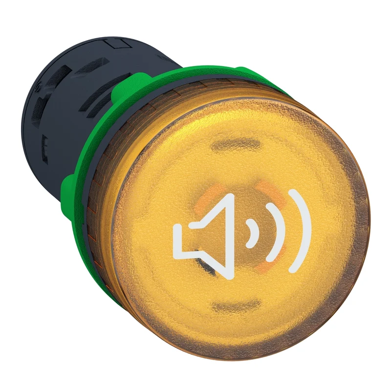 Annunciator, Harmony XB5, Illuminated Buzzer, Plastic, Yellow, 22mm, Continuous Or Intermittent Tone, 110...120V AC DC